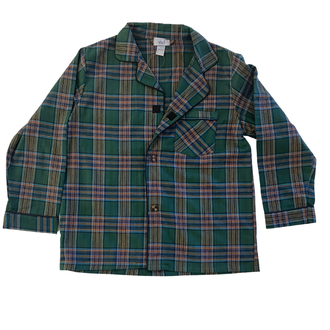 The Salisbury Men's Green Plaid Flannel Velcro® Pajamas - Willie J's: The Easy PJ's