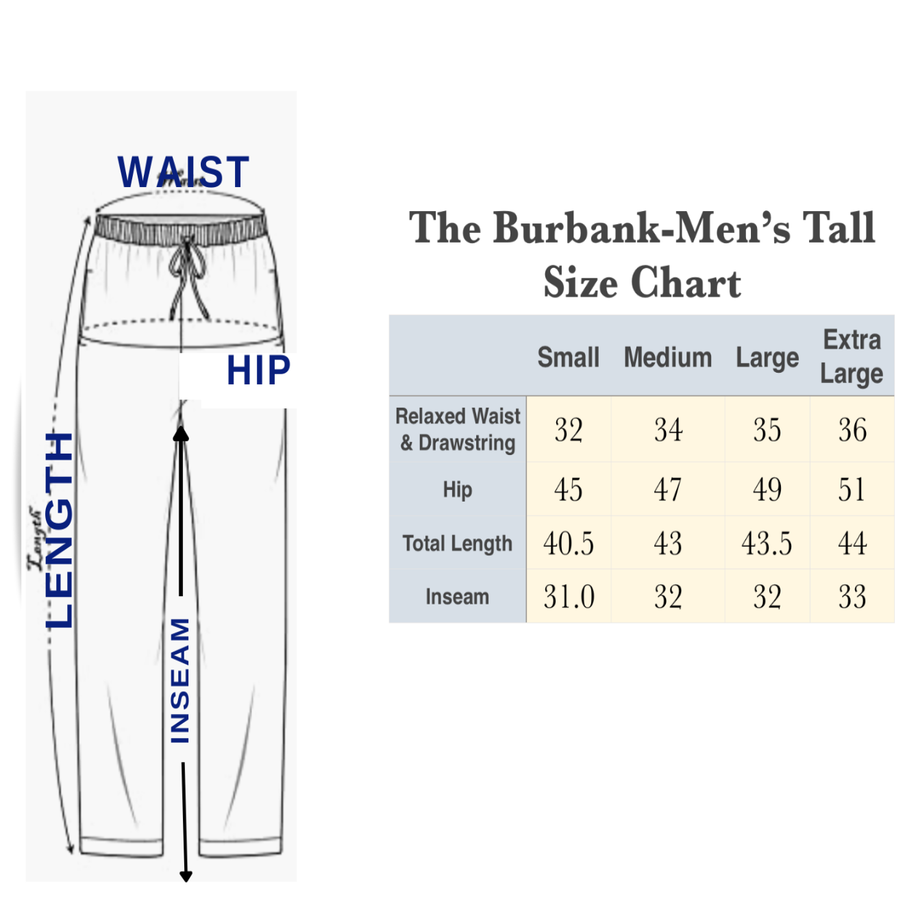 variant::red-white-blue size chart for burbank-men's tall