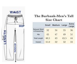 Men's Tall Burbank Velcro® Adaptive Pajama Set with Magnetic Fly and Drawstring In Blue/Tan: Cotton/Poly Blend
