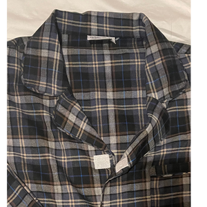 Blue/Tan tall plaid pajamas for men with velcro closure top and magnetic closure on pants. Similar to Buck&Buck and Silverts Adaptive Clothing. Great for Parkinson's Disease and arthritis. 
