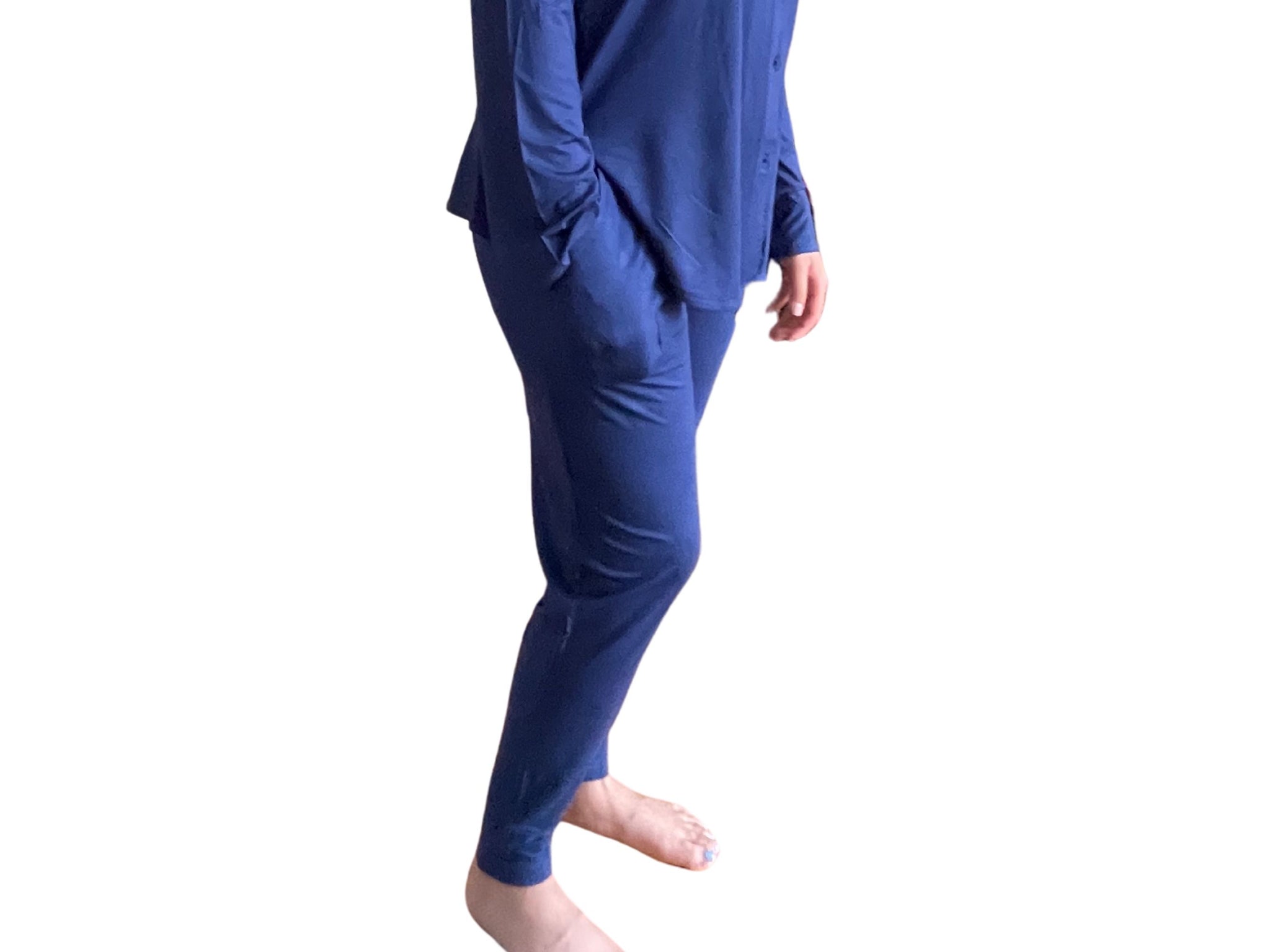 Women's Bamboo Pajama Bottoms side image. variant:: richest blue